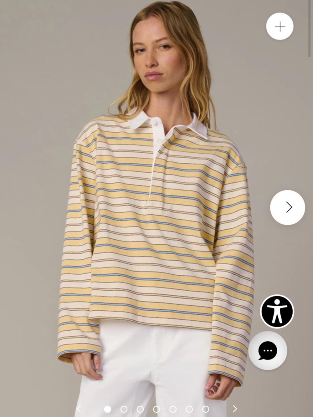 NWT JOE’S THE DYLAN OVERSIZED RUGBY SHIRT Yellow Striped Size XS